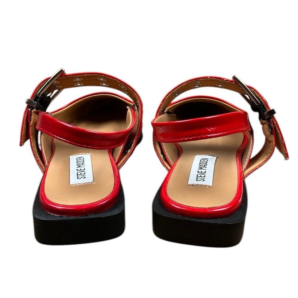Steve Madden Smokee Red Patent Buckle Slingback Flats NWT - Picture 5 of 13
